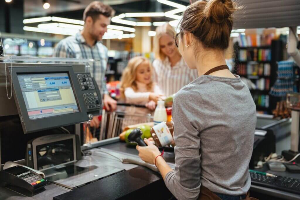 Family at the grocery store