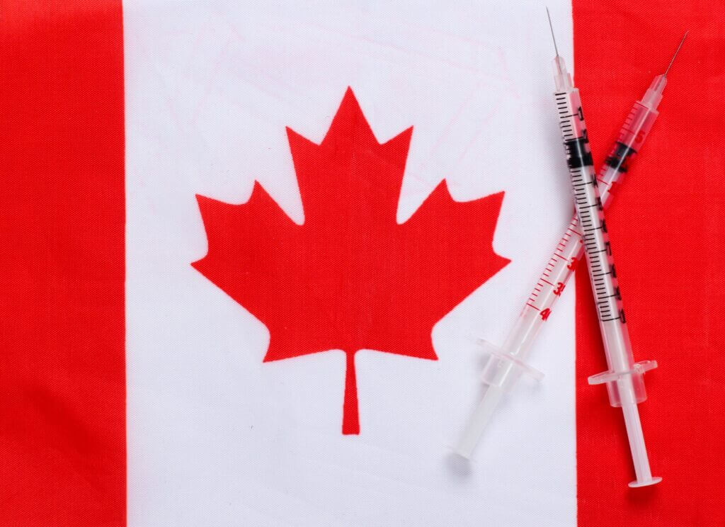 Syringes with the flag of Canada.