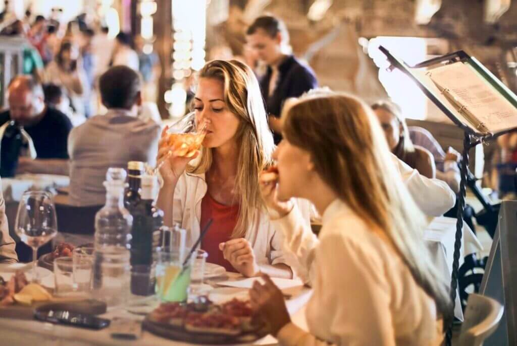 Two women in a restaurant